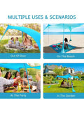 Outdoor.Market Pop-Up Beach Tent Canopy –UPF50+ Lycra Sun Shade, Windproof Outdoor Shelter with 4 Stability Poles, Sand Anchors & Carry Bag –Portable for Beach, Camping, Fishing, Backyard (Blue)