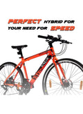 Vaux Swifter-Pro Hybrid Cycle For Men With Dual Disc Brake - 21 Speed Gear Cycle With Hi-Ten Steel Frame - Alloy Rims & 700Cx35 Thin Tyre Cycle - Bicycle For Adults With Age Group 15+ Years - Orange