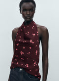 MANGO Floral Draped Top