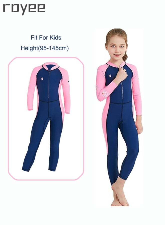 Royee Summer New Children's long sleeved one-piece swimsuit, Outdoor Quick Drying Sun Protection Swimsuit, Small and Medium-sized Children's Jellyfish Suit, Suitable for Boys and Girls Aged 3-12