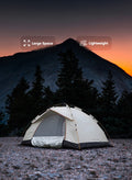GREEN LION GT-3 Camping Tent / 3-4 People Capacity / 210D Oxford Floor / Polyester Silver Coating Fly / UV Protection / Lightweight / Waterproof / Ventilated Mesh / Windproof Rope - Beige