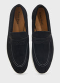 Robert Wood Genuine Suede Leather Saddle Detail Casual Slip On Loafers