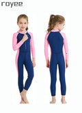 Royee Summer New Children's long sleeved one-piece swimsuit, Outdoor Quick Drying Sun Protection Swimsuit, Small and Medium-sized Children's Jellyfish Suit, Suitable for Boys and Girls Aged 3-12