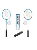 Yonex Yonex Muscle Power 8S Cyan 2UG4 & Mavis 350 White Slow Nylon Shuttlecock Bundle - 2 Racquets, 1 Mavis 350 White 6 Piece Tube & 1 Outdoor Net