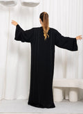 Nikias Black Nida Pipping Work Abaya